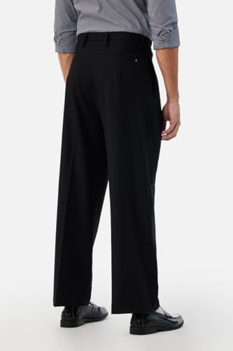 Image of SNITCH Men Casual Trousers | Baggy Fit Wide-Leg Design with Pleated Front & Button Closure | Durable Polyester Blend & Medium-Stretch Fabric for Summer Wear