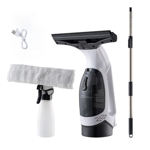 Image of Window Vacuum Cordless, 150Ml Window Vacuum Cleaner with Telescopic Pole, Spray Bottle, Microfiber Squeegee, Adjustable Spray Nozzles, Vacuums for Glass, Tiles, Mirrors, Shower
