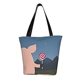 [SYNESTT] 豚 いのしし 月 防水 エコバッグ ショッピングバッグ 大容量 折りたたみ コンパクト レジ袋 買い物袋 軽量 ポケットサイズ コンビニ アニメ グッズ キャラクター