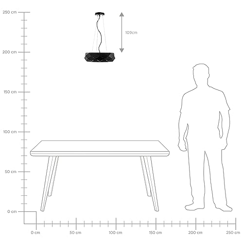 Beliani Lampadario in Metallo Nero Tondo Paralume