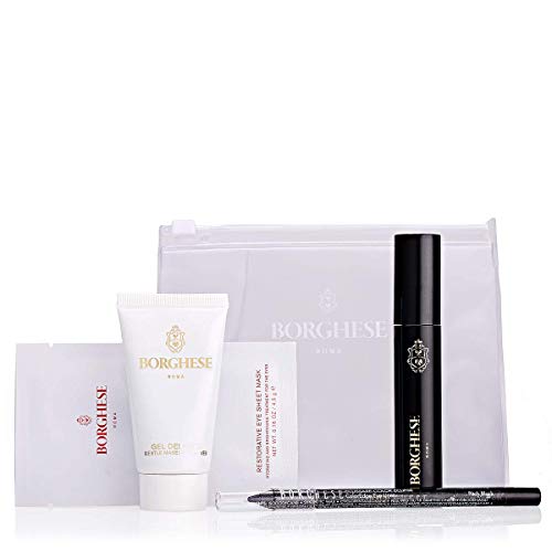 Borghese Eye Makeup Kit - 4 Piece Set - Includes Mascara, Eye Liner, Eye Sheet Mask & Makeup Remover