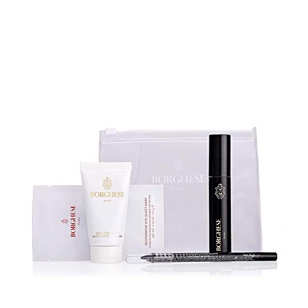 Borghese Eye Makeup Kit - 4 Piece Set - Includes Mascara, Eye Liner, Eye Sheet Mask & Makeup Remover