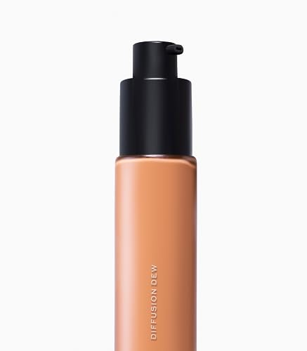 MAKE Beauty Diffusion Dew Skin Tint. Sheer to Medium Coverage Radiant Finish. Blurring, Smoothing, and Brightening for Glowing Complexion. Enhanced with Niacinamide and Adenosine. Suede 12