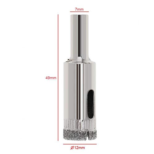 Broca de núcleo diamantada 12 mm para vidrio y cerámica miniatura 6