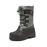 DREAM PAIRS Big Kid Knorth Black Grey Red Isulated Fur Winter Waterproof Snow Boots Size 6 M US Big...