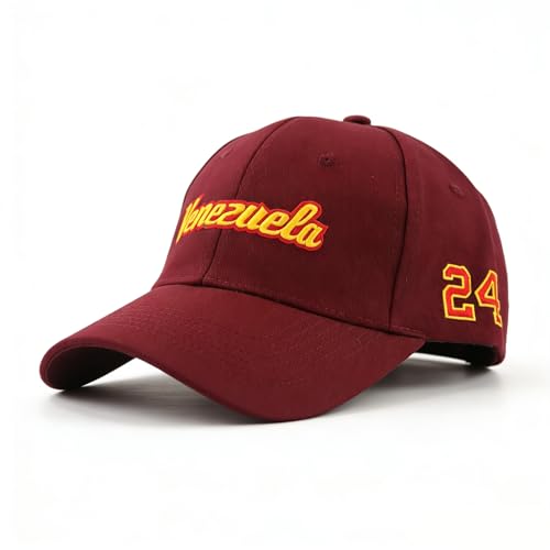 Venezuela New Classic Baseball Caps Men Women Gift Dad Hat Spring and Summer Letters Embroidered Adjustable (US Alpha One Size Burgundy)