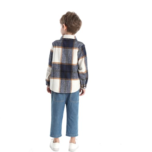 Sobrisah Toddler Big Boys Plaid Button-Down Jackets Kids Flannel Checked Tartan Tops Fall Winter Outcoats3