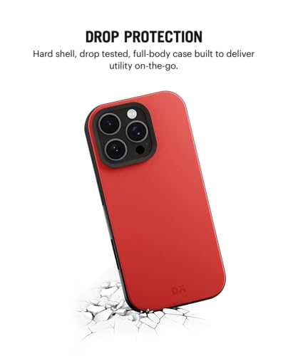 Image of DailyObjects Leatherite Case for iPhone 16 Pro Compatible with Mag-Safe Wireless Charging | Crimson-Grey Hybrid Magnetic Back Cover