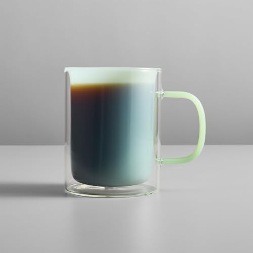 Taza de vidrio doble pared color verde claro miniatura 2