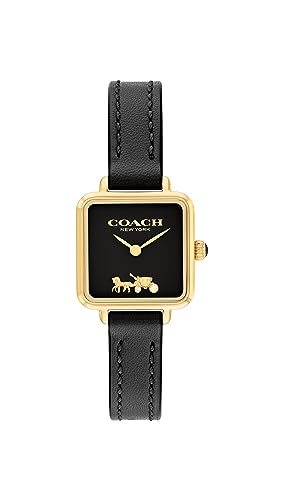 Montre COACH Femmes quartz analogique 14504225 avec bracelet en cuir véritable noir