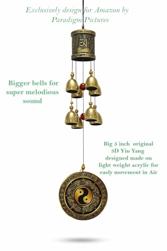 Image of Paradigm Pictures fengshui windchimes, Living Room Window Decoration Items (Bronze 8 Bells & Pipes) (Bell & Pipes Wind Chime for Home)