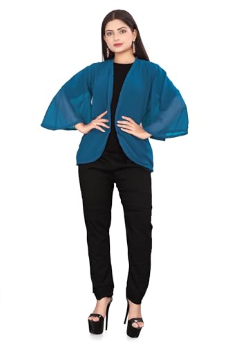 Casual Wear Open Front Chiffon Shrug Girl's Fancy Top Party Wear Shrug C51