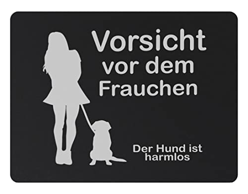 True Statements Fussmatte Vorsicht vor dem Frauchen - Hund ist harmlos - Schmutzfang-Matte mit...