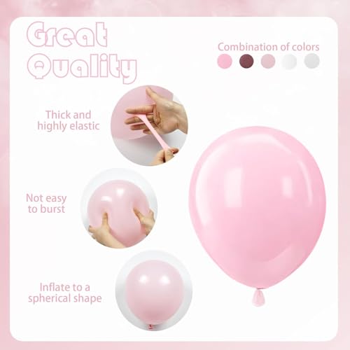 Image of Pink Balloons Set,Pink and White Balloons,60pcs12inch Metallic Light Baby Pink and Pearl White Balloon for Birthday Wedding Baby Shower Bridal Party Decorations