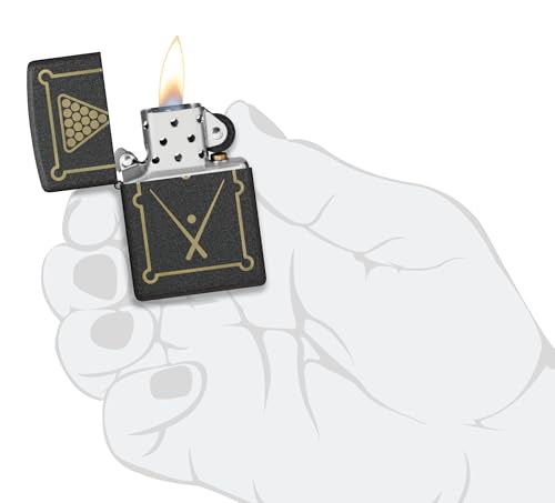 Image of Zippo Billiards Design Black Crackle Windproof Pocket Fuel Refillable Lighter, BIS Certified