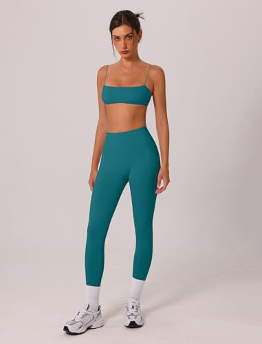 ABOCIW Workout Sets for Women 2 Piece Seamless Bandeau Strappy Sports Bra High Waist Leggings Yoga Gym Work Out Clothes3