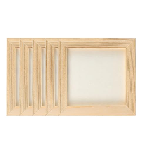 LOORGVEL 5 Pezzi Cornici in Legno per Pittura in Argilla Fai da Te 15X15 CM Cornici Vuote per Foto e Quadri per Attività Creative Casa Scuola