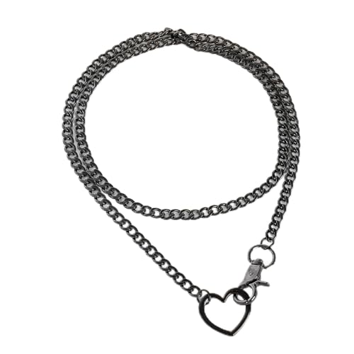 Collier ras du cou cœur noir chaîne longue lariat ajustable bijou gothique femme