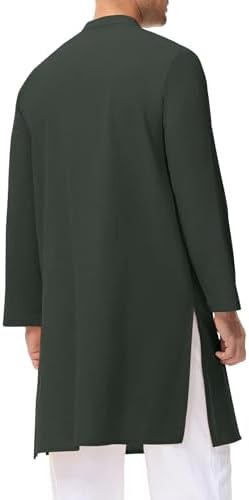 LVCBL Kaftan voor heren, lange mouwen, Thobe met zakken
