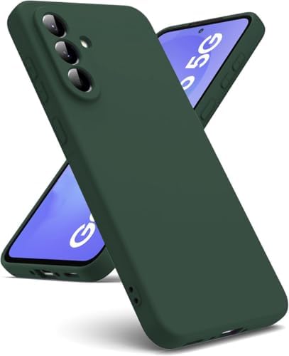Image of DIZORO Microfiber Candy Case for Samsung M56 / F56 5G Smooth Touch Cushion Liquid Soft Silicone Gel Rubber Phone Cases Non-Slip Full Body Protective Shockproof Back Cover (Forest Green)