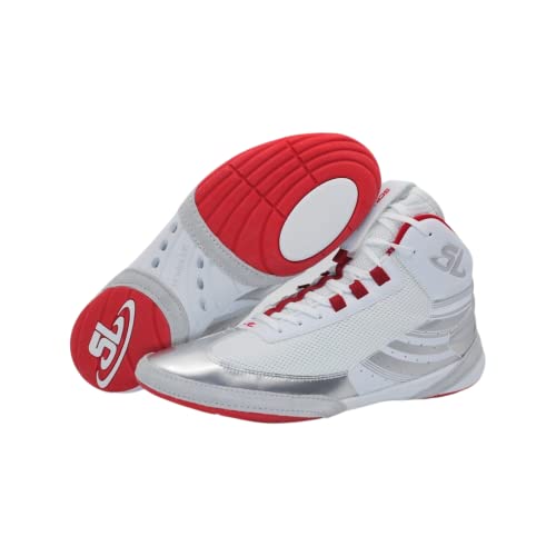 Scraplife Wrestling | Limited Edition Ascend One Wrestling Shoes | Signature David Taylor Empire Chrome White/Red/Silver | Premium Adult (Us_Footwear_Size_System, Adult, Men, Numeric, Medium, Numeric_14) #TOP2