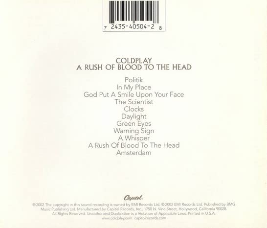 Miniatura 2 de A Rush of Blood to the Head CD