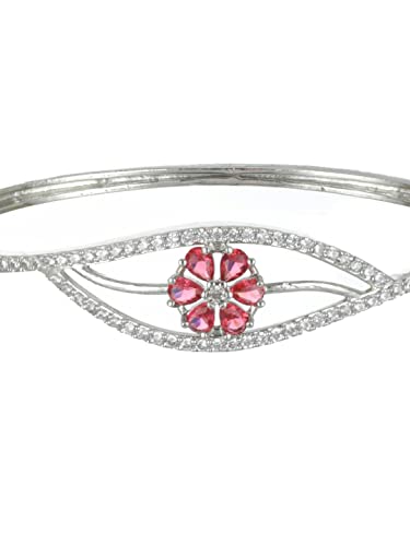 Pink Floral Leaf AD-Plated Bracelet