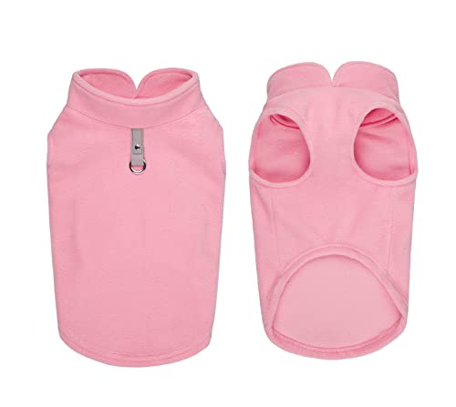 Dogs Jumpers Soft Fleece Vest, Cold Weather Jacket with Leash Ring for Small Dogs (Small, Light Pink), Small (for Chest 13.3inch) - Image 3