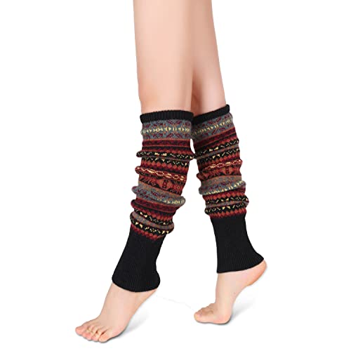 Benefeet Sox Leg Warmers for Women Girls Wool Knit Leg Warmer for Winter Bohemian Patterned Long Leg Warmer3