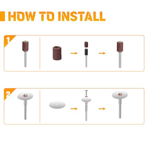 HARDELL 69pcs Rotary Tool Accessories, Power Rotary Tool Accessories kit with 1.0/1.6/2.3mm Diameter Shanks, Universal Rotary Tool Bits for Woodworking, Drilling, Engraving, Polishing, Carving - Image 5