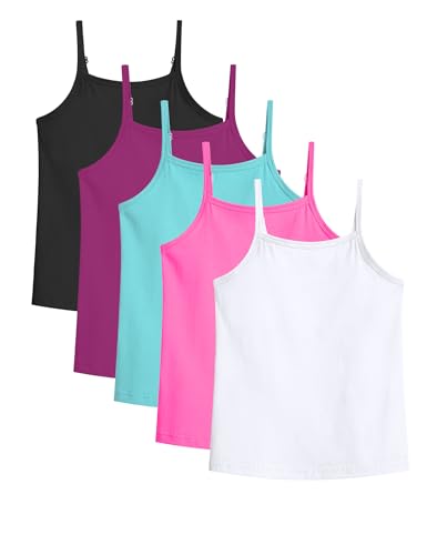 Image of Auranso Girls Undershirts 5 Pack Toddler Camisole Adjustable Straps Tops