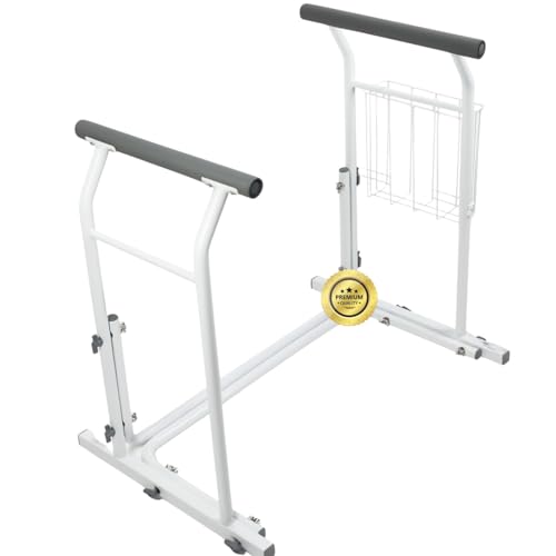 OrtoPrime Apoyabrazos WC Portátil Inodoro y Hogar - Barra Baño Minusválidos - Estructura de Apoyo para Inodoro - Incorporador Elevador WC Barras minusválidos y Adultos - Asideros Baño Acolchado