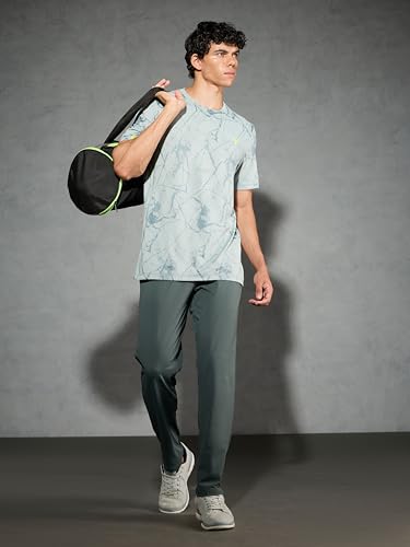 Image of TECHNOSPORT Men Polyester Regular Fit Half Sleeve Jacquard T-Shirt with Double Cool, Quick Dry & Anti Microbial for Sports, Running & Casual Use