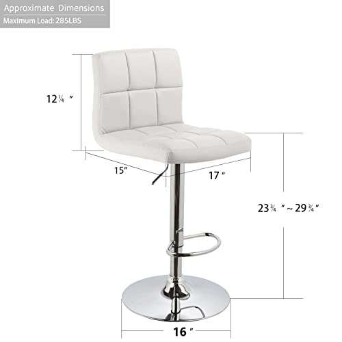 Bar Stool Duhome Wy-451 Adjustable Swivel With Backrest Set Of 2 Barstools (White) #TOP2