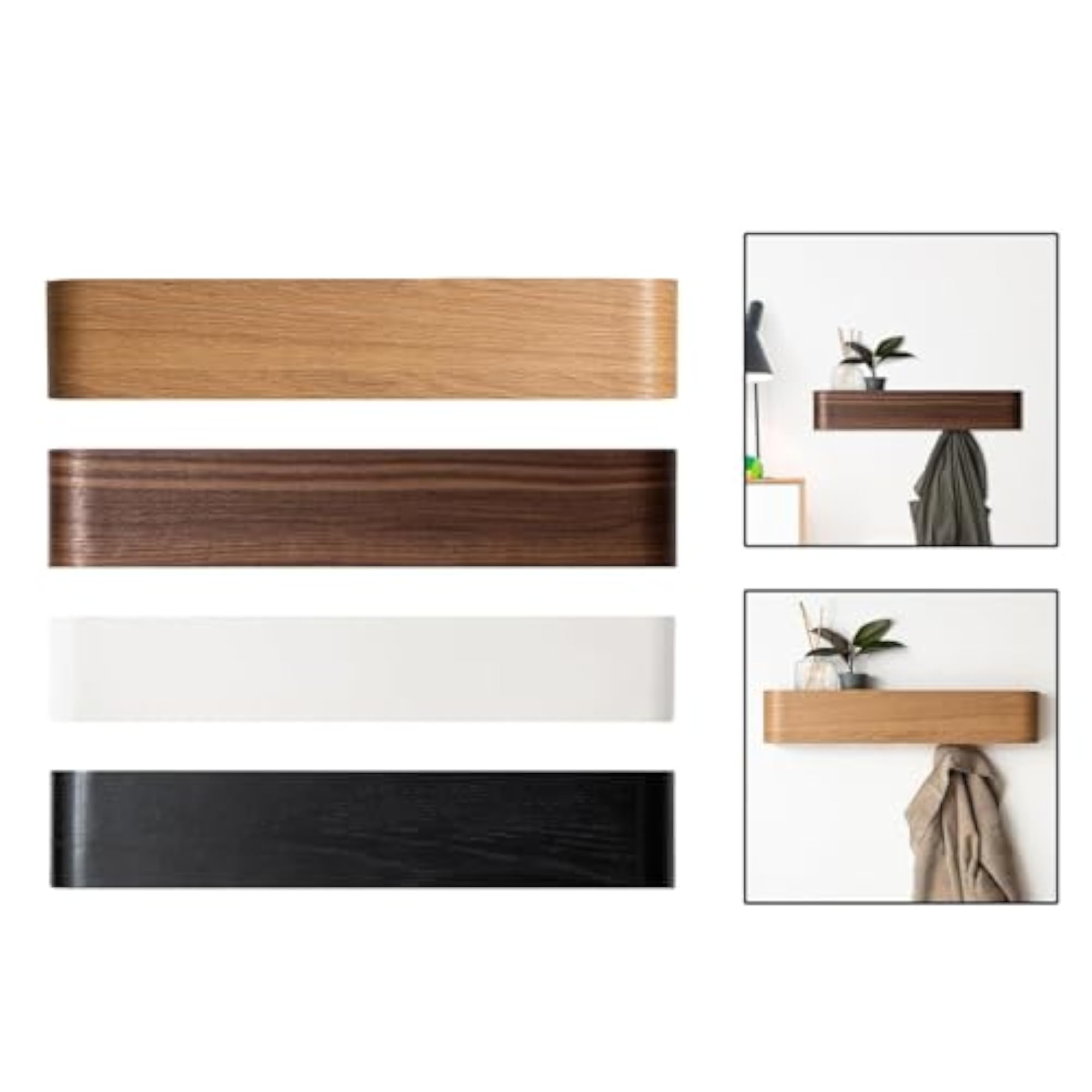Wall Mounted Coat Rack, Solid Wood Minimalist Key Holder