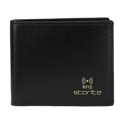 Image of Storite Men's Multi-Card Bifold Leather Wallet RFID Protected Bifold Wallet - Slim PU Leather Money & Credit Card Holder Purse with ID Window (Black)