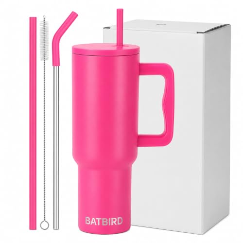 Image of Stainless Steel 1200 ml Vacuum Tumbler with Lid & Straw - Double‑Wall Insulated Cup for Travel, Gym & Office - Keeps Beverages Hot or Cold - 1.2 L Capacity (Dark Pink)