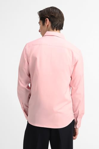 Image of SNITCH Men Formal Shirt | Tailored Slim Fit Full Sleeve Spread Collar Solid Style | Breathable Polyester Viscose Blend Twill Fabric for Office & Evening
