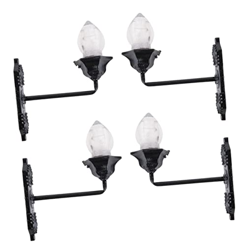 DOITOOL 4Pcs Miniature Wall Lights for DIY Models Tiny Wall Lamp for Mini House Decoration and Sand Table Building Warm Glow for Scenes