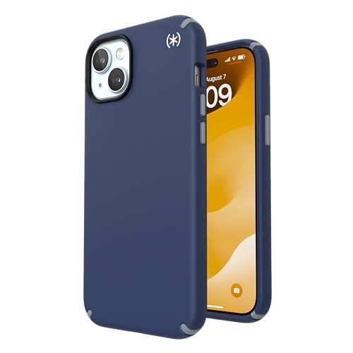 Image of Speck iPhone 15 Case - Drop Protection, Grip - for iPhone 15, iPhone 14, iPhone 13 - Scratch Resistant, Soft Touch 6.1 Inch Phone Case - Presidio2 Grip Coastal Blue /Dust Grey /White