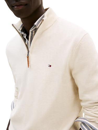 Image of Tommy Hilfiger Men's Long Sleeve Cotton Quarter Zip Pullover Sweater