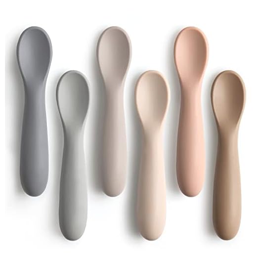 6 Pack Baby Spoons, Shorter Length for Self Feeding, First Stage Spoons, Food Grade Silicone, 6+ Months, Baby Training Spoons Infant Spoons, Dishwasher Safe & Boil-proof
