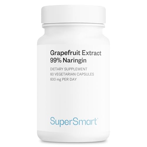 Supersmart - Grapefruit Extract 600mg per Day (99% Naringin) - High Potency GSE Supplement | Non-GMO & Gluten Free - 60 Vegetarian Capsules