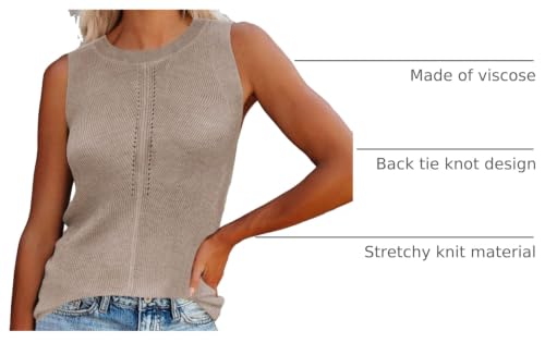 Image of Cutiefox Women's Knit Tank Tops Sleeveless Summer Loose Tie Back Casual Vest Shirts Blouses