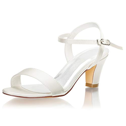 Emily Bridal Wedding Shoes Satin or Women Sandals Thick Heel - Main Image