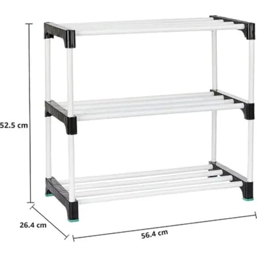 Image of NILUX Adjustable Multipurpose Plastic Bookshelf and Storage Rack for Home, Office, Library, and Study Room Organization (White, Medium, 3)