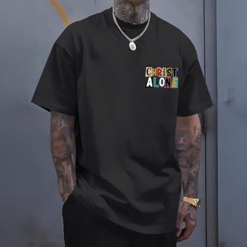 Christian Faith Shirts for Men Bible Verse Jesus God Shirt Oversized Religious Tshirts Graphic Tees Cotton Tops2