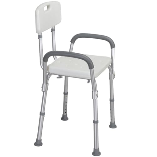 Bakaji Sedia Vasca Bagno Con Braccioli Altezza Regolabile In Alluminio Sedile Doccia Sgabello Ausilio Per Anziani, Piedini In Gomma Antiscivolo (Sedila Con Braccioli) - 3