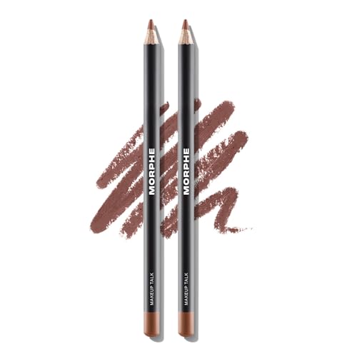 Morphe Color Pencil Bundle - Cream Lip Liner Pencil with a Zero-Tugging Formula - Effortlessly Lines Defines & Shapes Lips - Makeup Talk (2 Count)