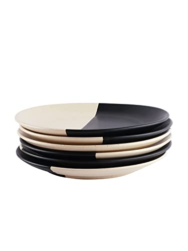 Image of miah decor Handcrafted Ceramic Quarter Plates (7 inch Dia)-Set of 6 |Microwave & Dishwasher Safe |he Raat-Din Stoneware Collection